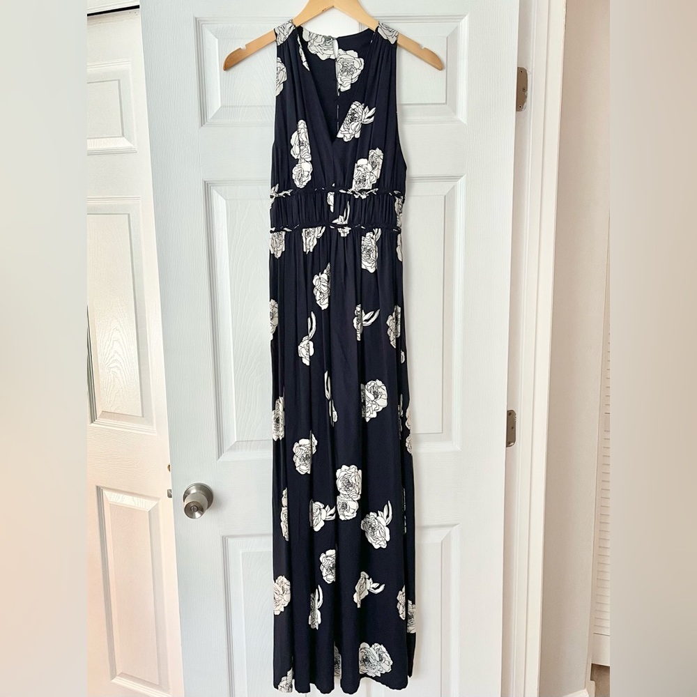Blue and White Floral Maxi Dress